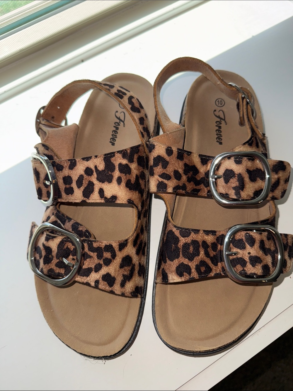 Women’s Leopard Print Buckle Sandals - Brown